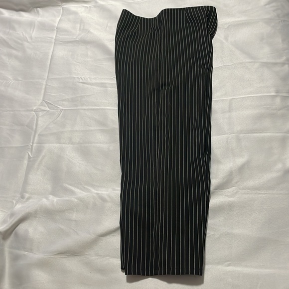 Know One Cares Womens Pull On Straight Leg Casual Pants Medium Blue Beige Stripe - Picture 4 of 6